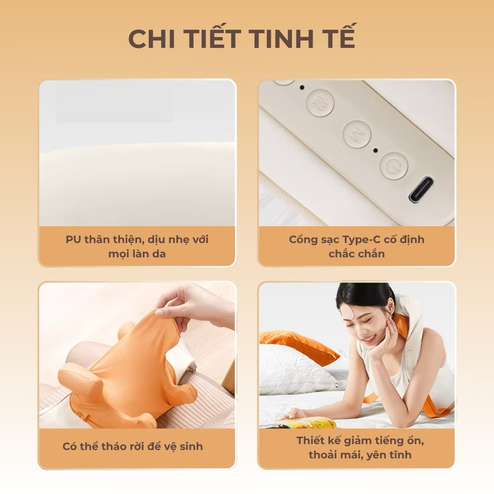￼Máy massage cổ vai gáy J001 kết nối app Mihome, máy mát xa xoa bóp chườm ấm hỗ trợ giảm đau Masaji