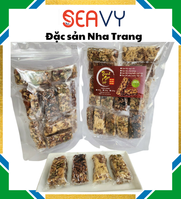 Đặc Sản Nha Trang -Bánh Gạo Lứt Giảm Cân Ăn Kiêng Với 4 Vị Siêu Hạt, Chà Bông, Rong Biển, Yến Mạch Seavy Gói 500g