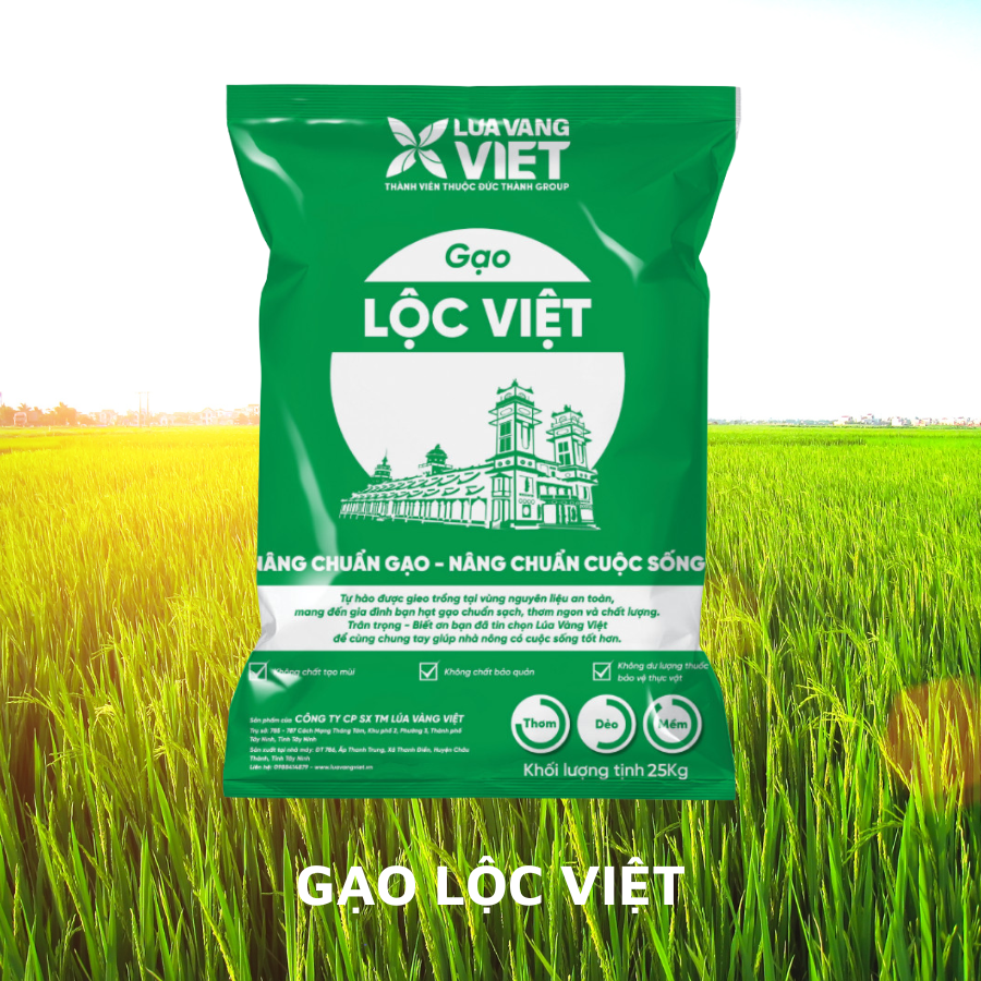 Gạo Lúa Vàng Việt Lộc Việt bao 25kg