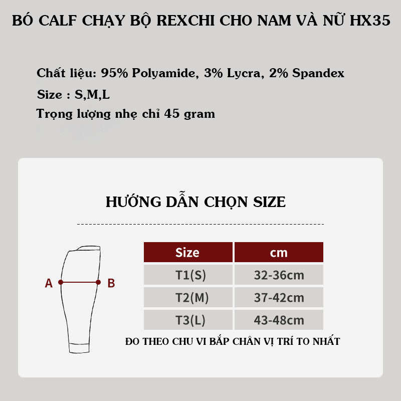 Bó bắp chân chạy bộ,đạp xe Rexchi HX35 cho nam và nữ giúp ổn định cơ,chống mỏi