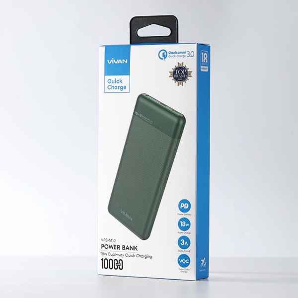 Pin Sạc Dự Phòng 10.000mAh VIVAN VPB-M10 – Sạc Nhanh Chuẩn PD + QS 3.0, Công Suất 18W, 2 Cổng Sạc Vào/Ra - HÀNG CHÍNH HÃNG