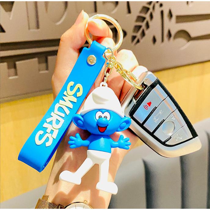 Móc khóa Xì trum Smurf-Lele hoạt hình PVC loại tốt 7.2cm