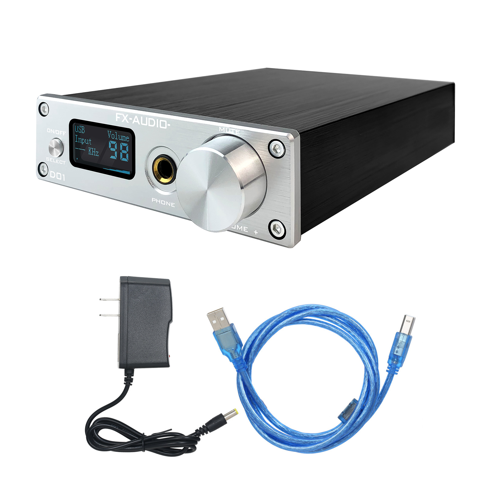 Bộ Giải Mã FX-Audio DAC D01 32 Bit/768Khz/ DSD512 Bluetooth 5.0 USB  and Headphone Amplifier HiFi Stereo Digital to Analogue ES9038Q2M/XMOS XU208 Support APTX/HD/LDAC/DSD.512 with 6.35mm to 3.5mm Headphone Converter - Hàng Chính Hãng