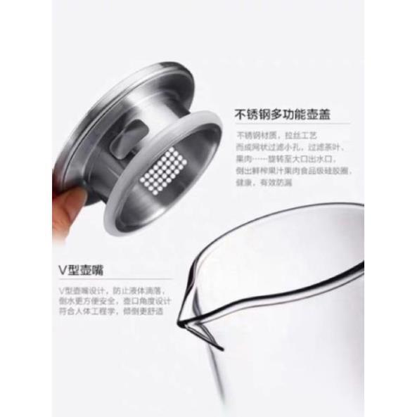 Bình nước thủy tinh chịu nhiệt 400*c 3 cỡ 1 lít 1,8 lít 2 lít