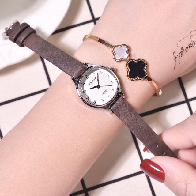 Đồng hồ nữ Doukou chính hãng dây da mặt nhỏ xinh 28mm