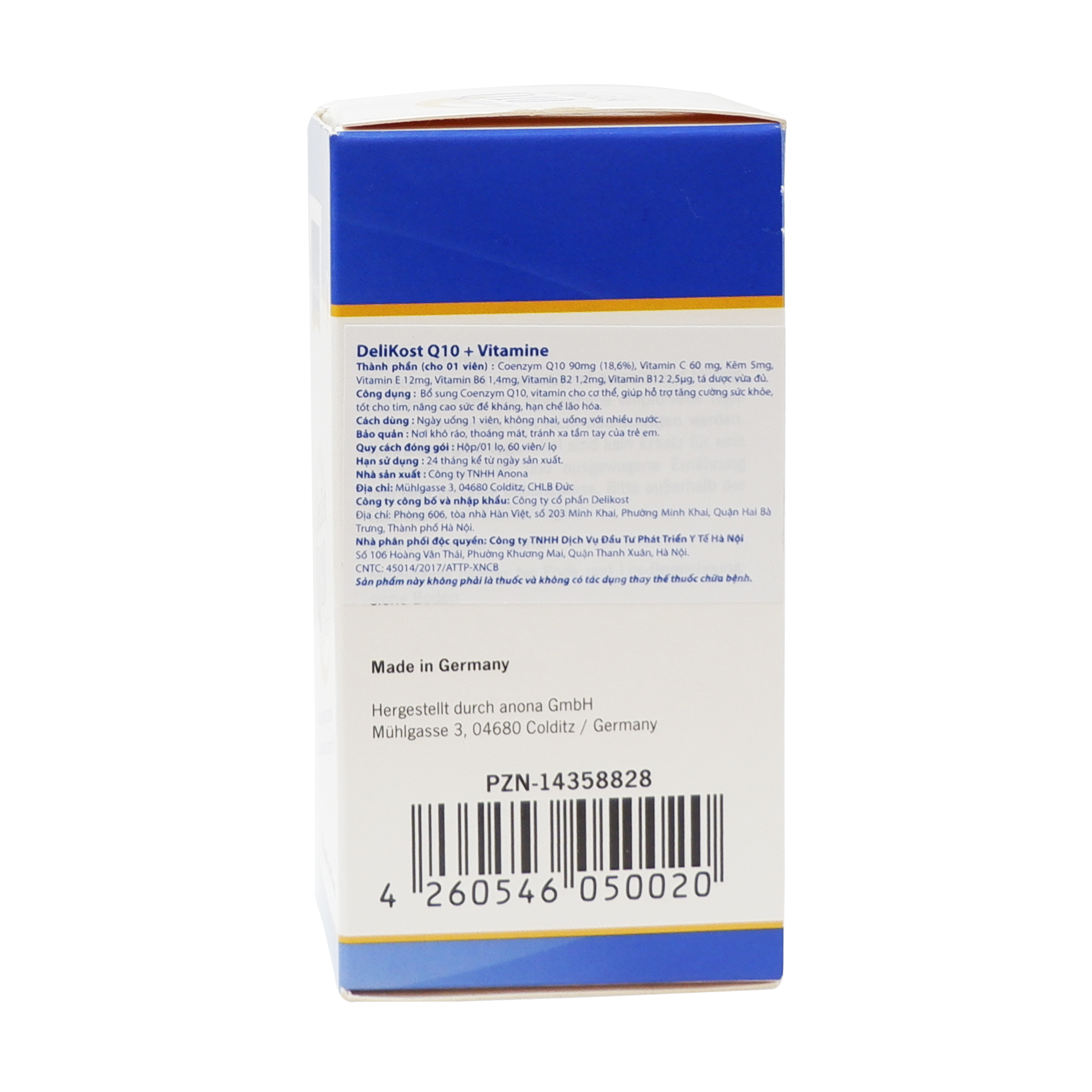"Viên uống Coenzyme Q10 + Vitamin E bảo vệ tim mạch, chống lão hóa da, hỗ trợ não và trí nhớ DeliKost "
