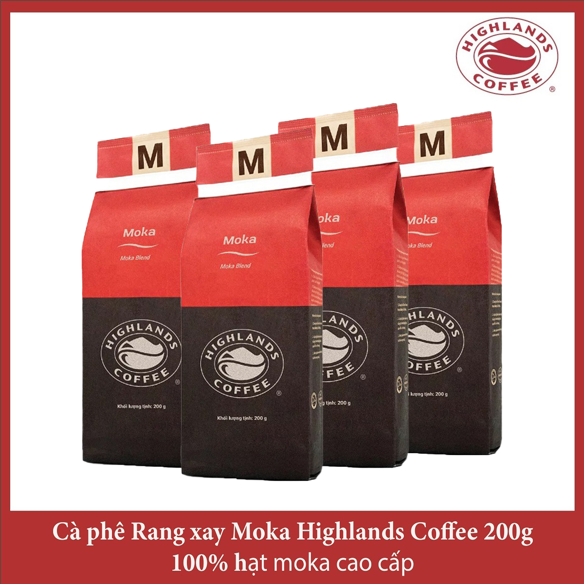 Thùng 12 gói Cà phê Rang xay Moka Highlands Coffee 200g