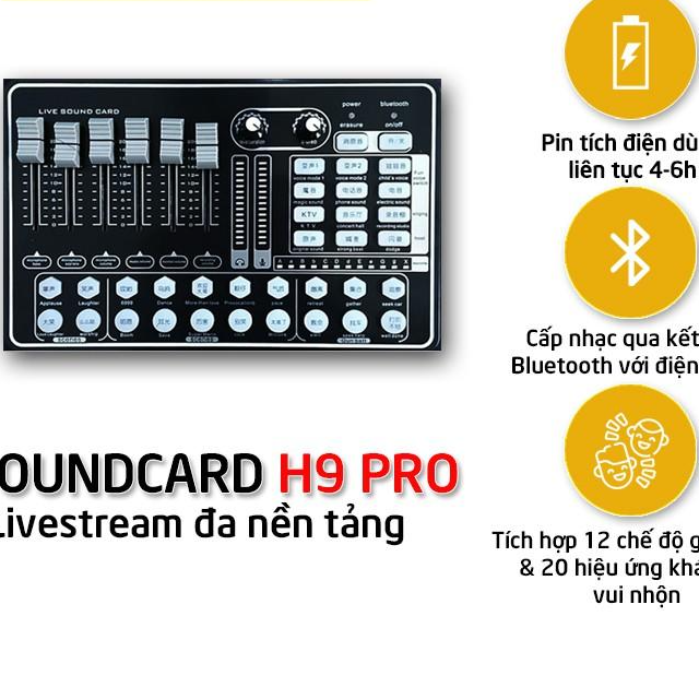 Soundcard H9 Bluetooth  Autotune Thu Âm Hát Live  Âm Thanh Sống Động