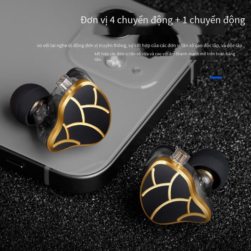 Phong cách mới nhất di chuyển vòng sắt sắt tai nghe bass nặng kim loại có dây thể thao nghe nhạc trong tai Tai nghe phân chia tần số HIFI tai nghe treo tai