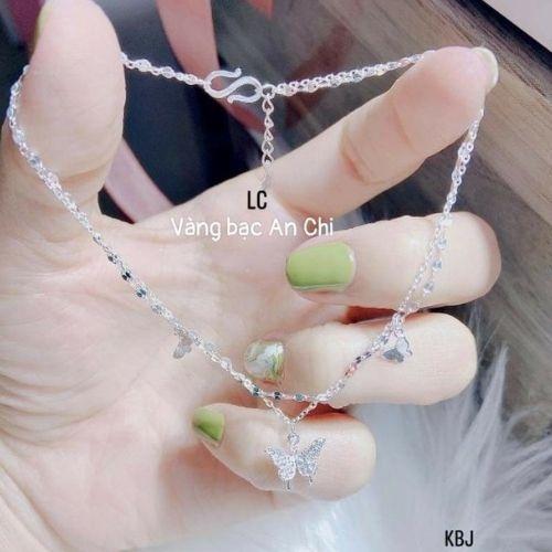 Lắc chân nữ bạc 925 mix cánh bướm đơn giản điệu đà, Anchi jewelry