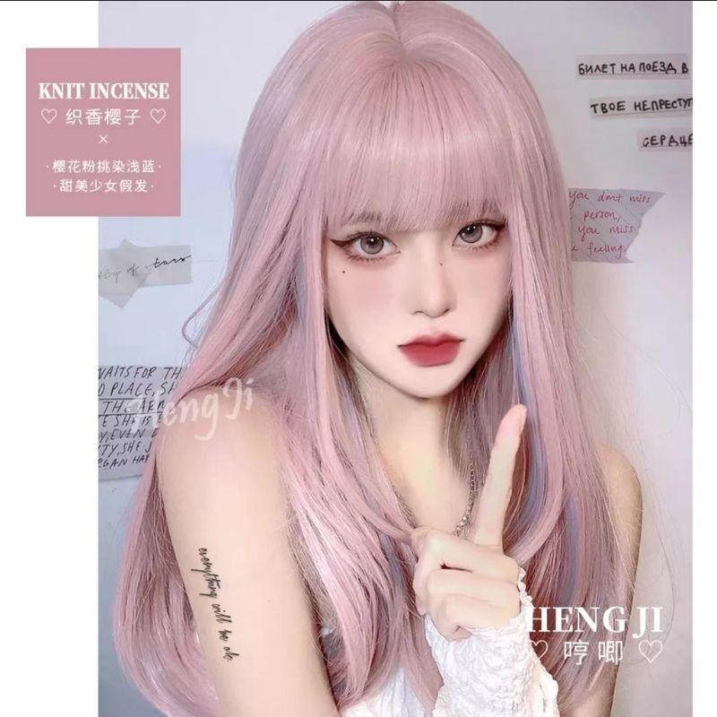 Wig/Tóc giả cô nàng cáo tinh nghịch ombre hồng light xanh siêu yêu - S83 nguyên đầu teen/lolita