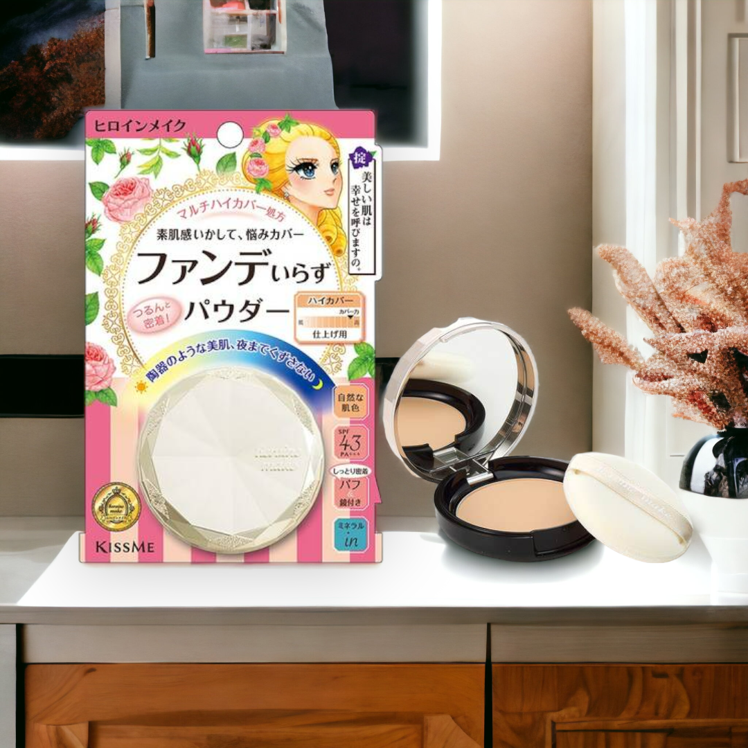 Phấn Phủ Chống Nắng Che Khuyết Điểm , Siêu Mịn Và Lâu Trôi Kissme Powder High Cover 4.8G
