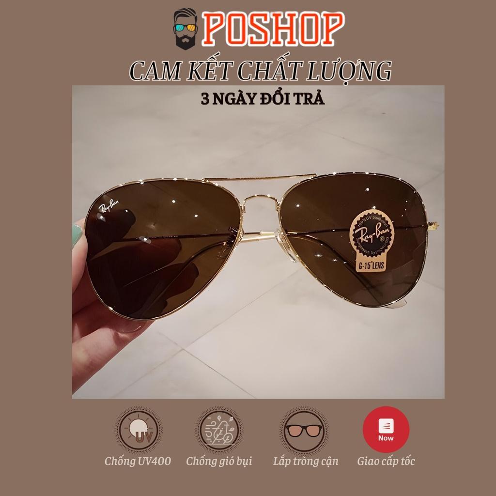 Mắt kính nam nữ cao cấp POSHOP gọng kim loại kiểu phi công cổ điển với tròng thuỷ tinh cường lực chống uv400 R3026