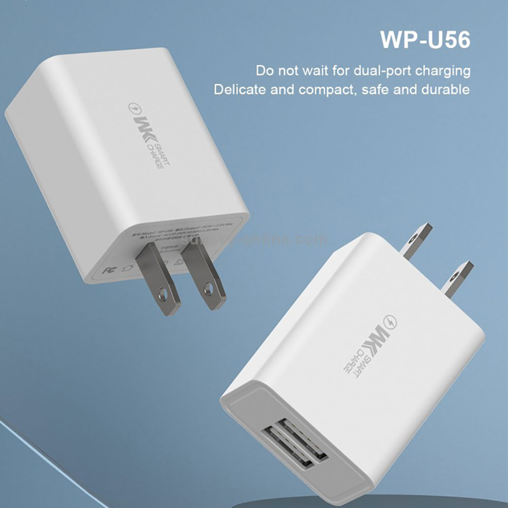 Củ sạc nhanh 2 cổng USB WK DESIGN WP-U56 - Hàng Nhập Khẩu