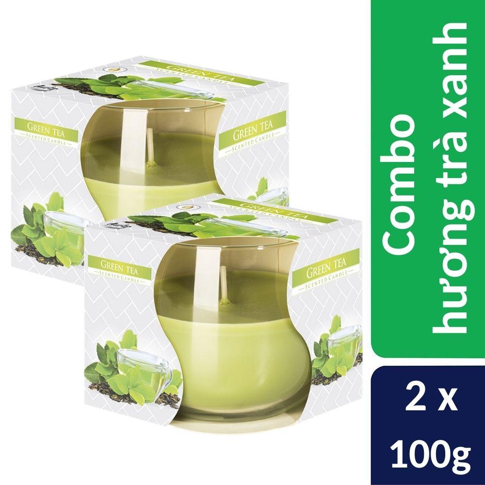 Combo 2 ly nến thơm Bispol nhập khẩu Châu Âu Green Tea 100g - hương trà xanh