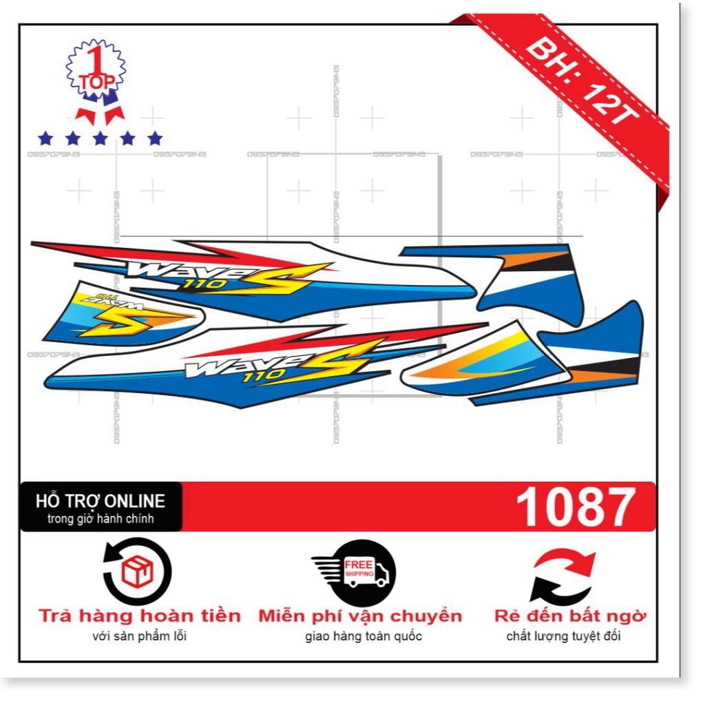 Tem rời dành cho wave S 2016 trắng xanh đen