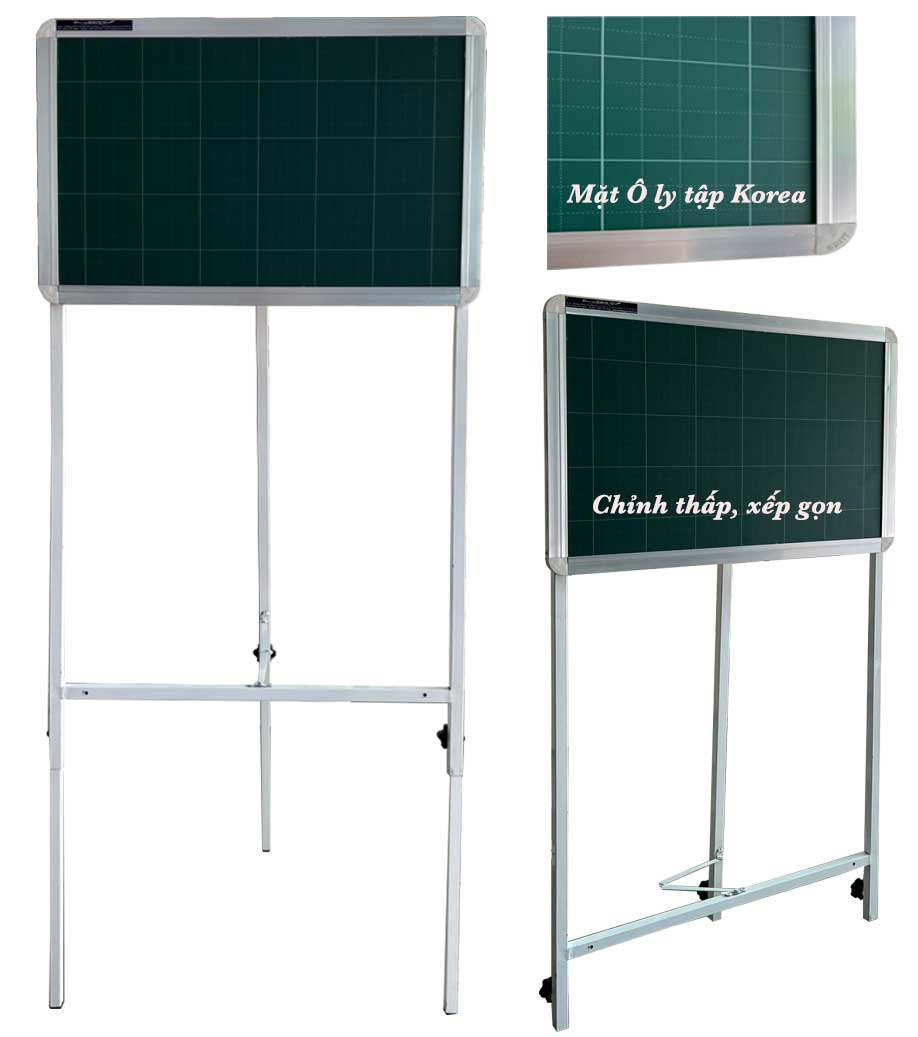 Bảng Flipchart 3 chân viết phấn từ Hàn Quốc 40x60cm in ô ly tập Bavico