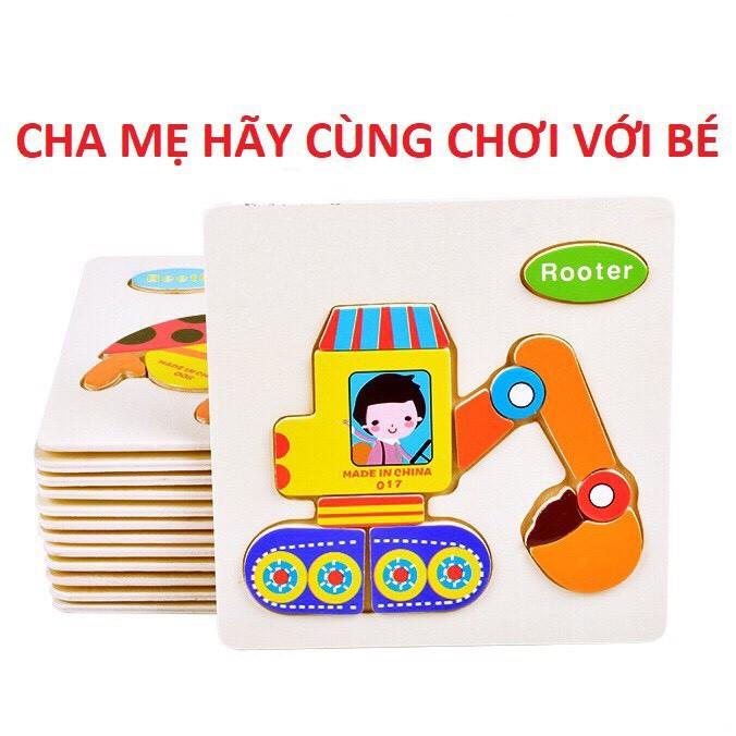 Tranh Ghép Gỗ 3D Ngộ Nghĩnh Cho Bé Học Tiếng Anh - Ghép Tranh Gỗ