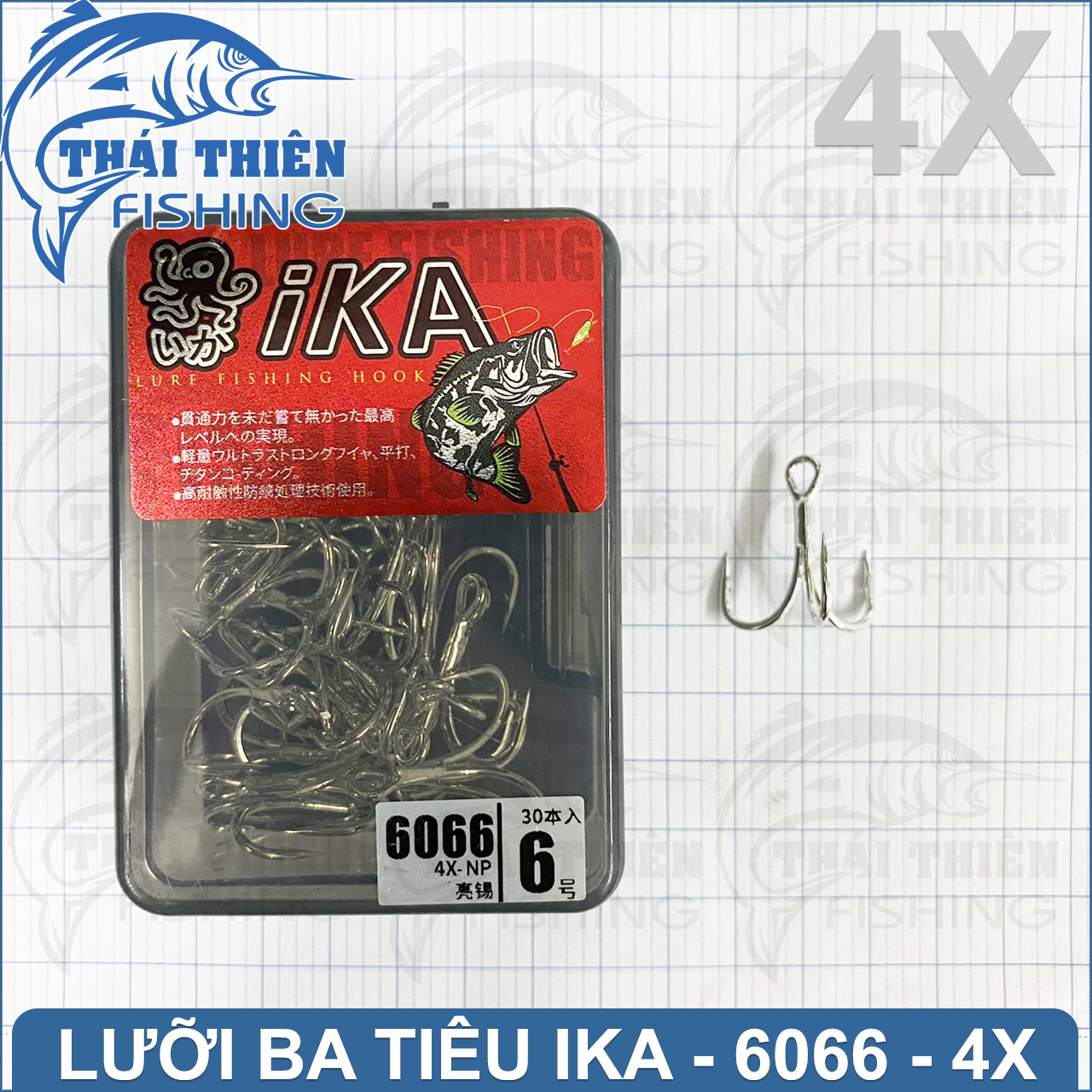 Lưỡi Câu Ba Tiêu 4X Ika 6066 Thép Trắng Không Gỉ