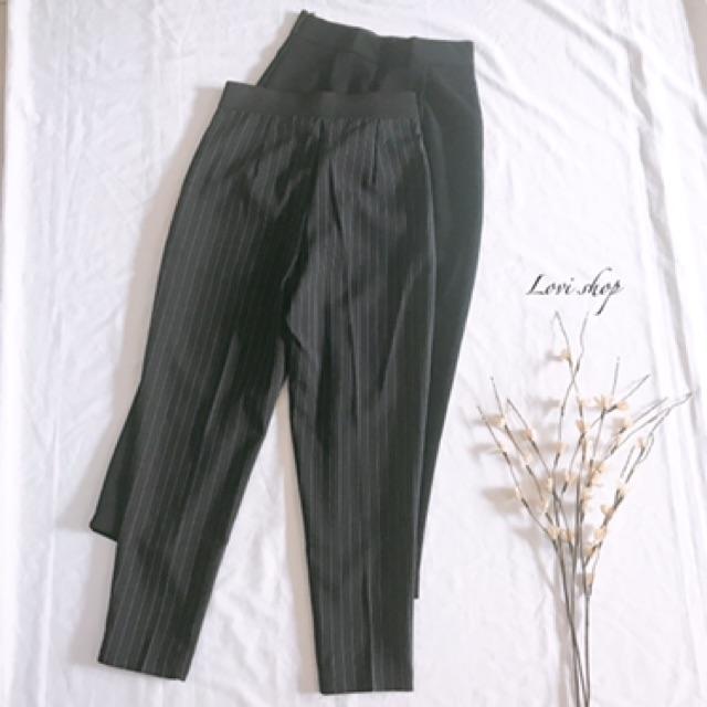Somi trắng & baggy lưng thun kẻ sọc