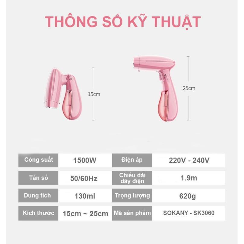 Bàn Là Hơi Nước Cầm Tay Gấp Gọn Sokany SK-3060 Cao Cấp + TẶNG Khăn Tắm Nhật Siêu Thấm