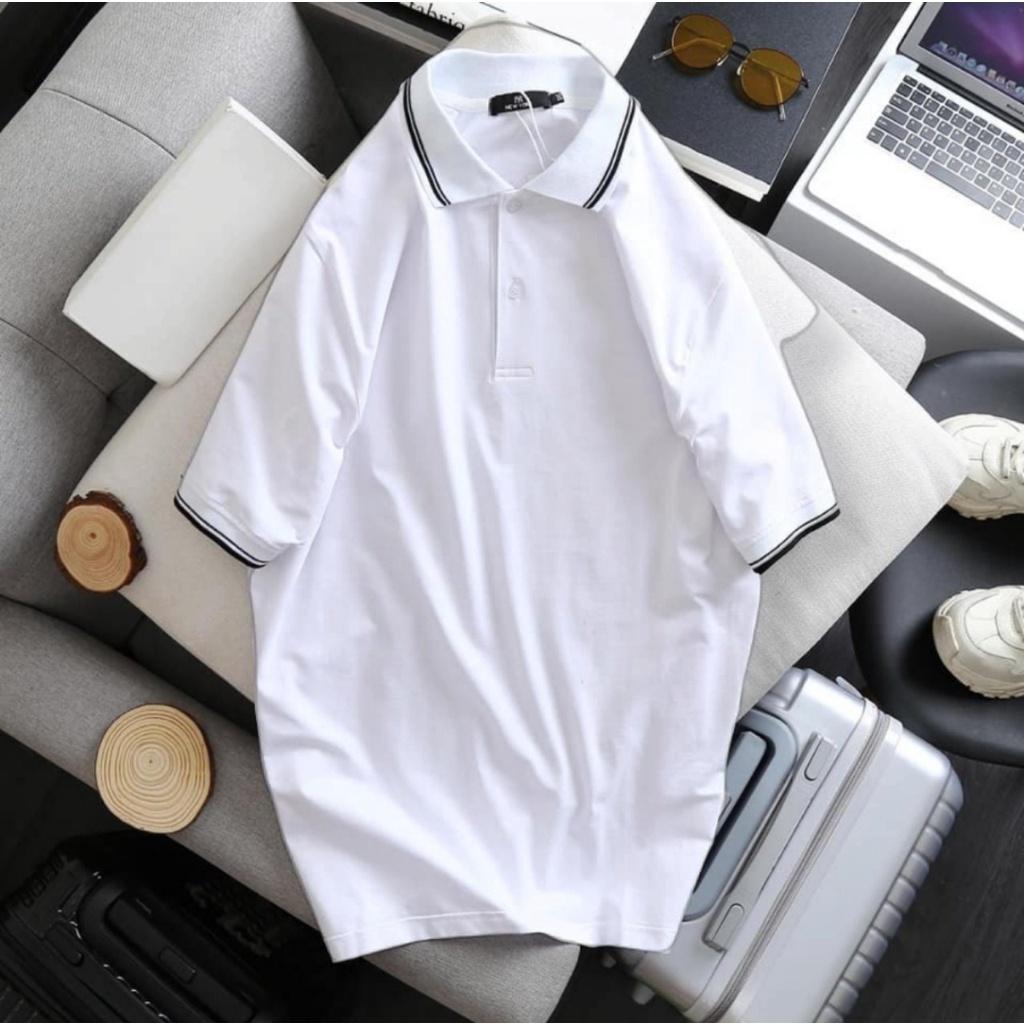 Bigsize < 130kg Áo thun polo nam trơn bigsize tay ngắn cổ bẻ
