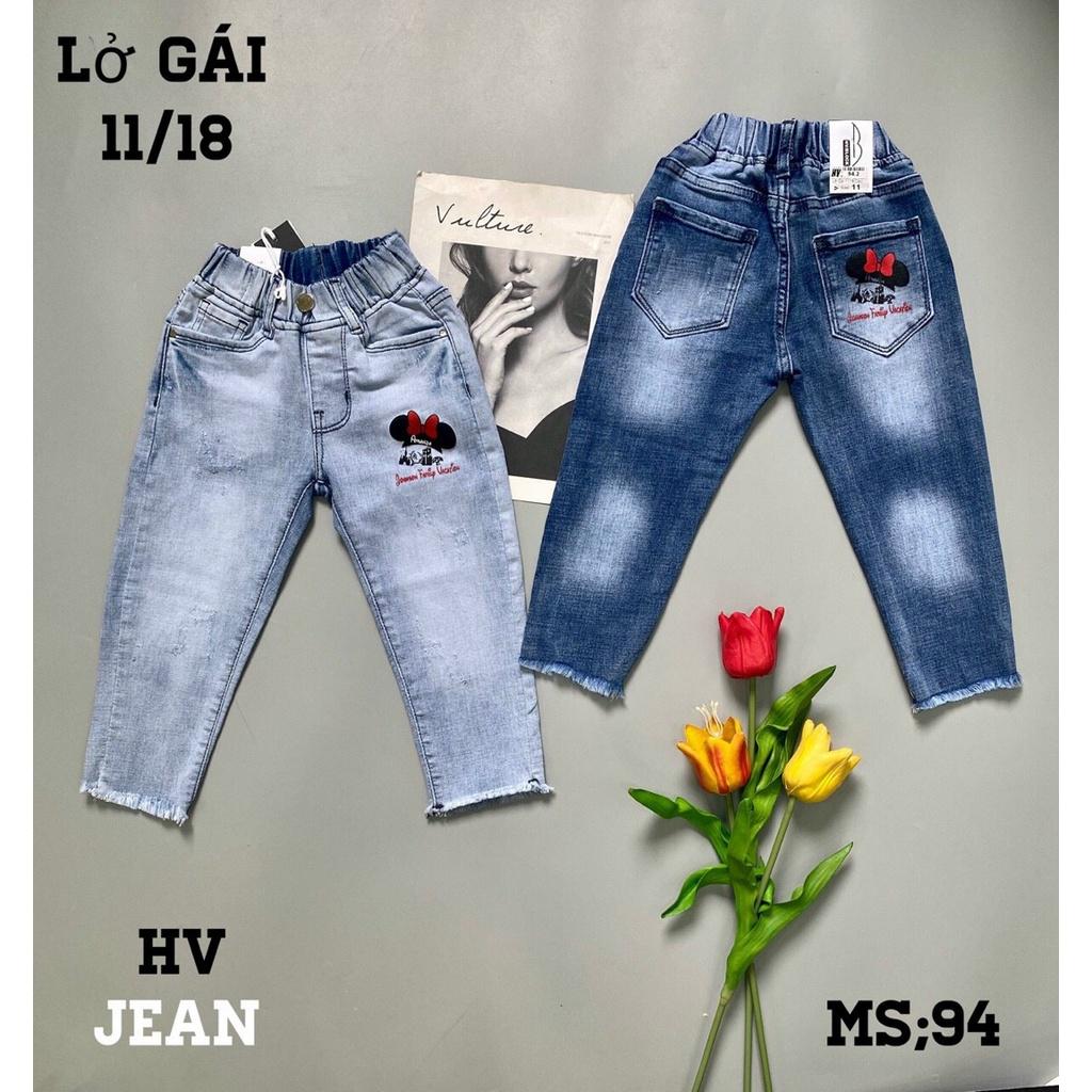 Quần lửng cho bé gái phong cách size 17-28kg chất jeans co giãn thoải mái