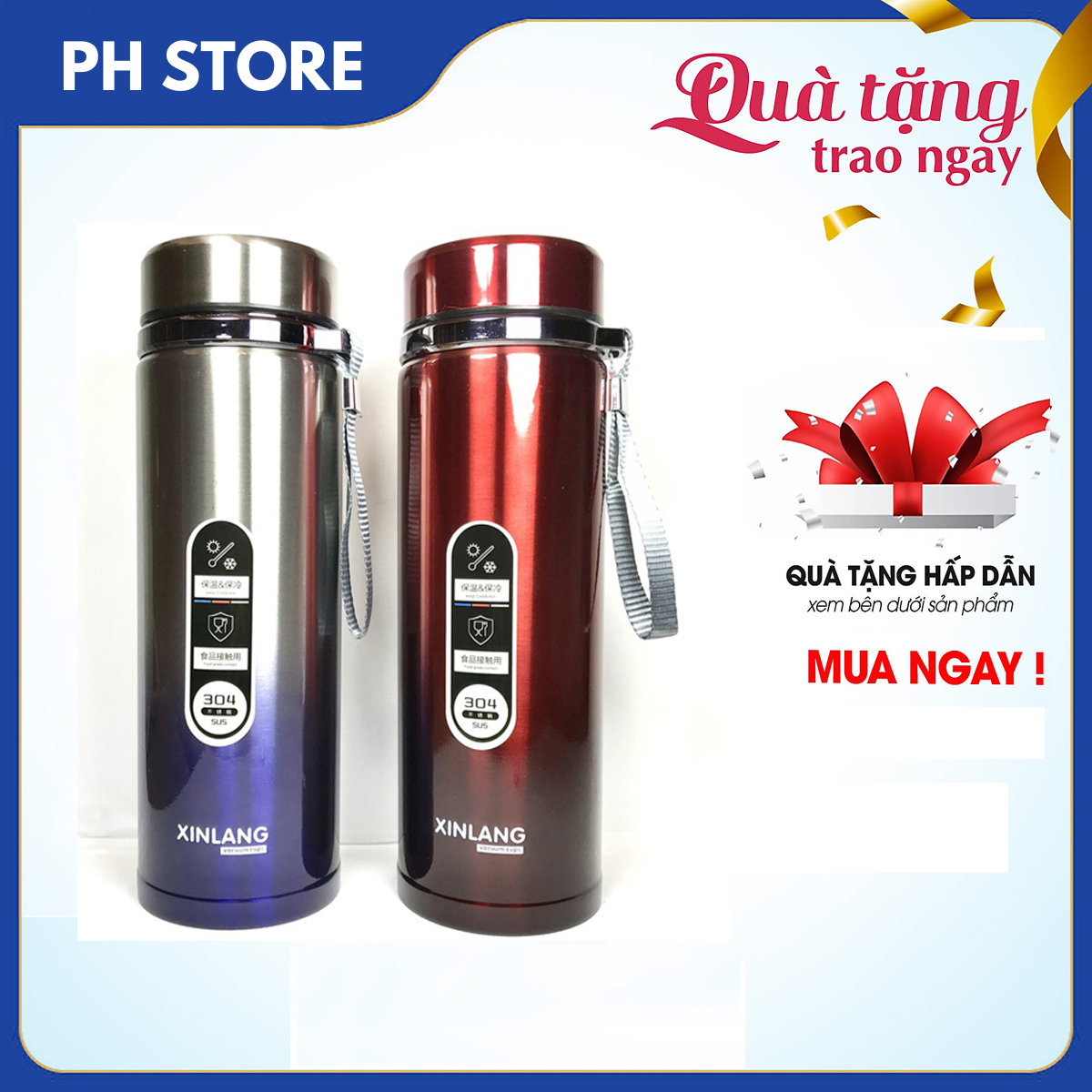 Bình Giữ Nhiệt Cao Cấp, Inox 304 Tráng Bạc Giúp Giữ Nhiệt Hiệu Quả Hơn, Dung Tích 1000ml - 1500ml, Thiết Kế Sáng Trọng, Hiện Đại, Tiện Dụng