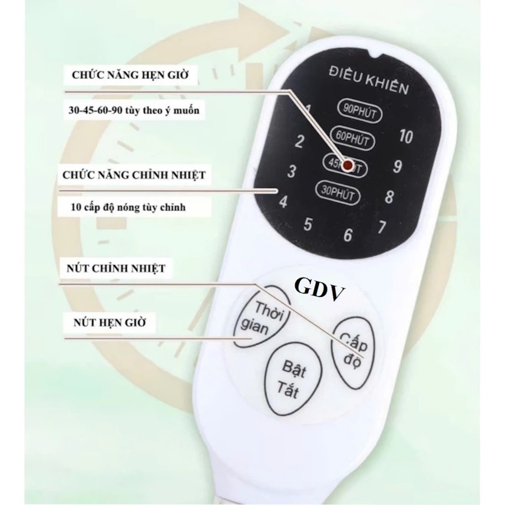 Thảm Ngải Cứu GDV, Đệm Sưởi Điện Ngải Cứu Đông Y Thảo Dược, Hỗ Trợ Giảm Đau Mỏi Vai Gáy - Hàng Chính Hãng