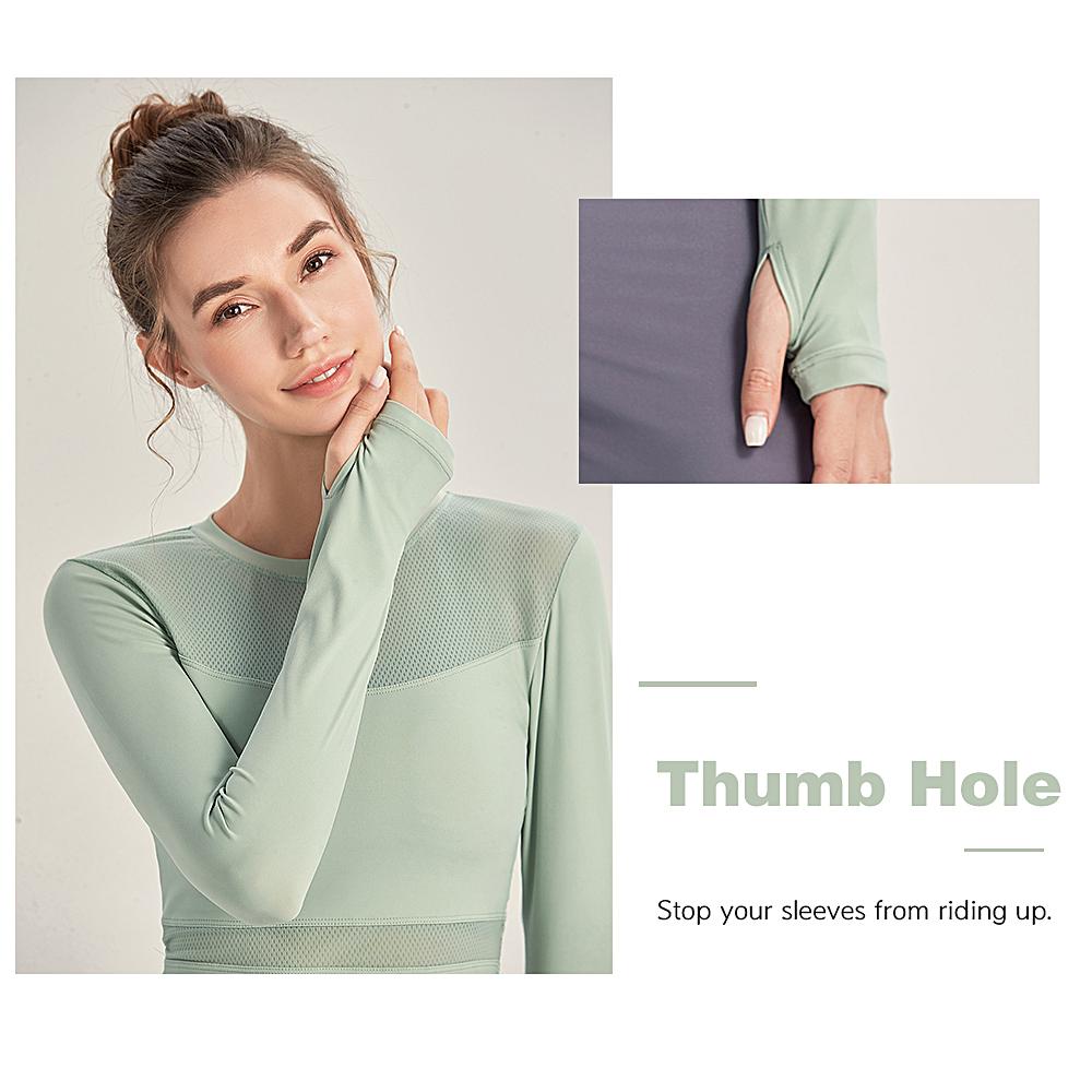 Áo thể thao tay dài tập xỏ ngón cho nữ tập Yoga