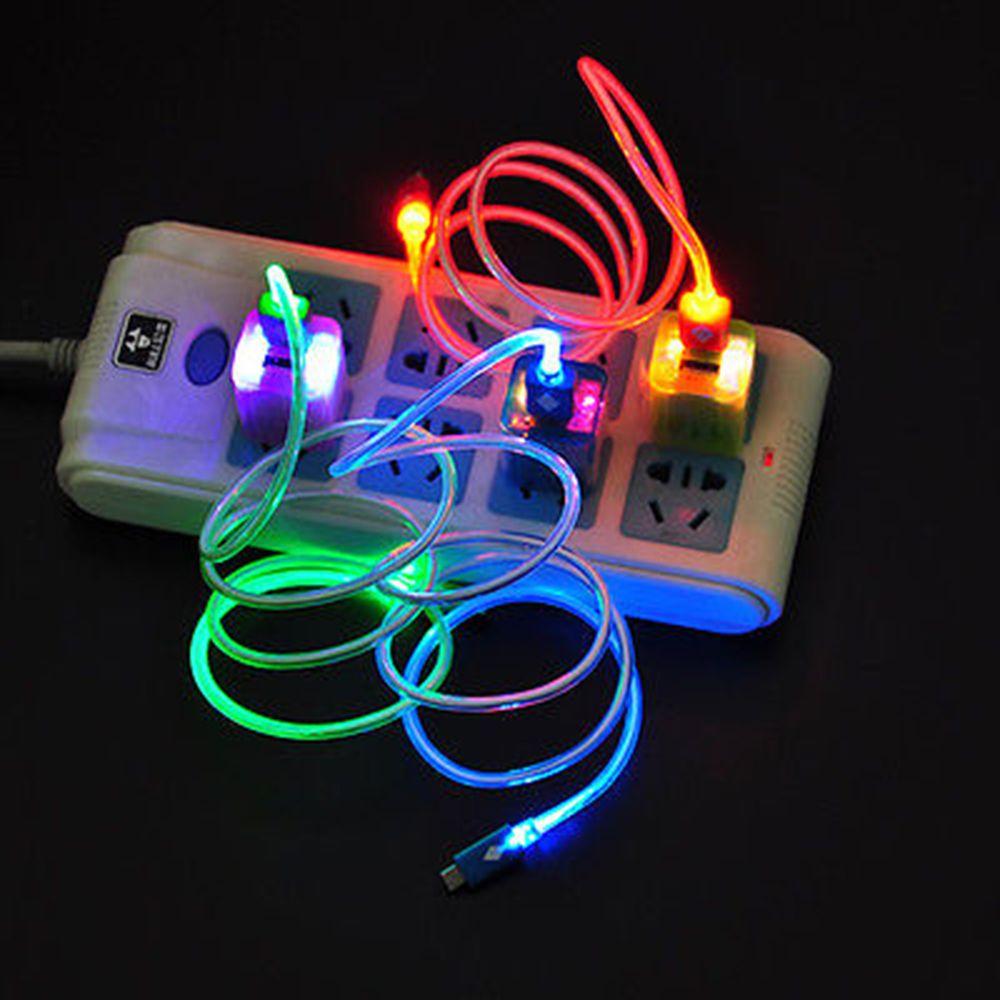 ☆YOLA☆ Glow Charger Cable Colorful Data Sync Micro USB New Charging Smart Phone Android LED Visible Light/Multicolor