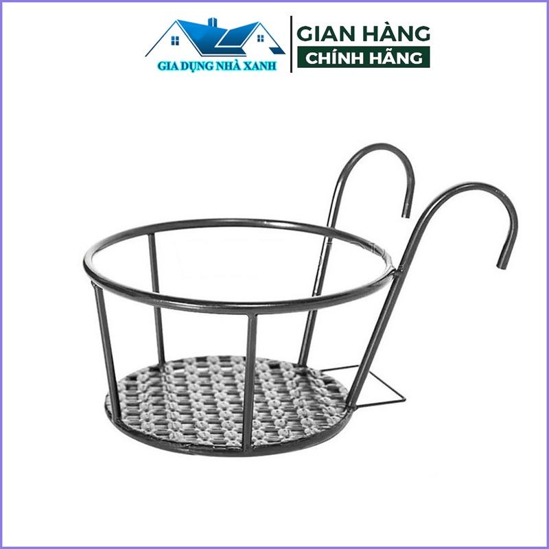 Giỏ treo chậu cây ngoài ban công, hàn rào có móc treo tiện dụng, sơn tĩnh điện chống gỉ hiệu quả