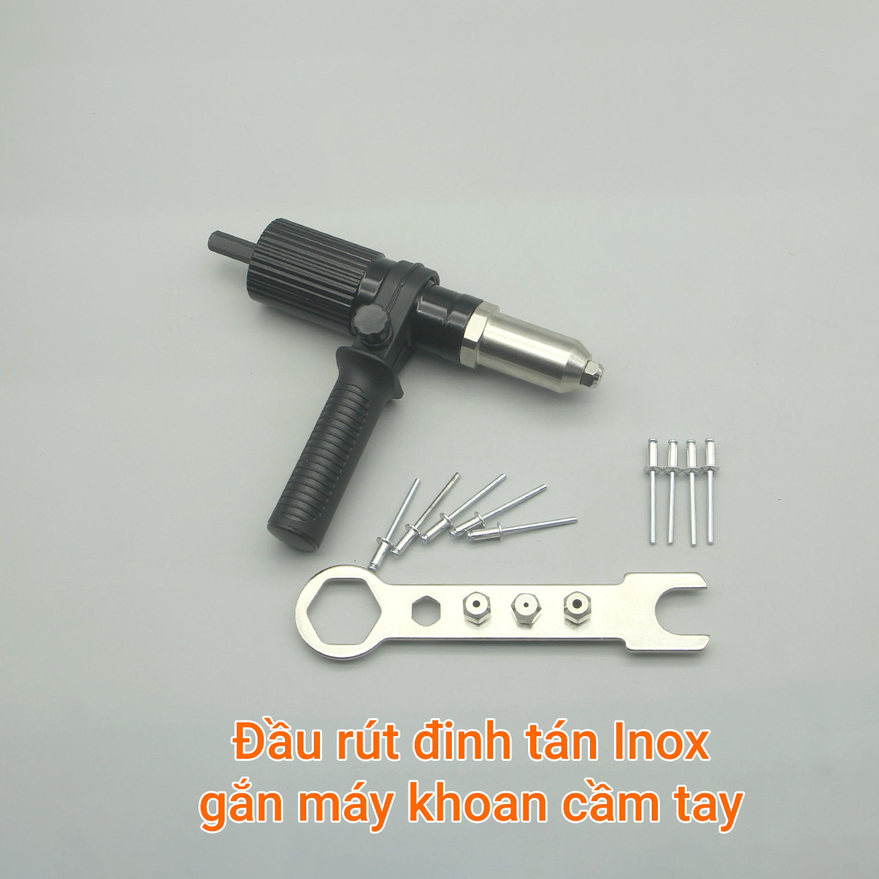 Đầu rút đinh tán inox gắn máy khoan tay cầm linh hoạt