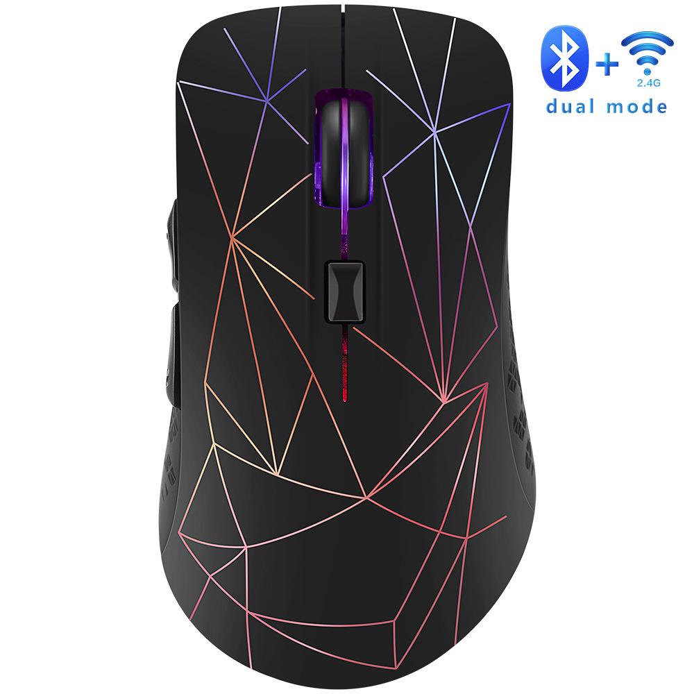 Chuột Không Dây Bluetooth 5.0 Và 2.4G Hai Chế Độ Sạc Clorful Lighing Chuột Cho Game 1600DPI Mause Cho Mac máy Tính Laptop