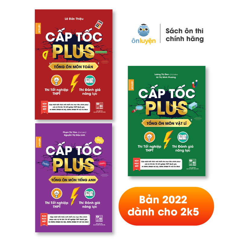 Sách - Combo 3 cuốn Cấp tốc Plus môn Toán, Lí, Anh  - Nhà sách Ôn luyện