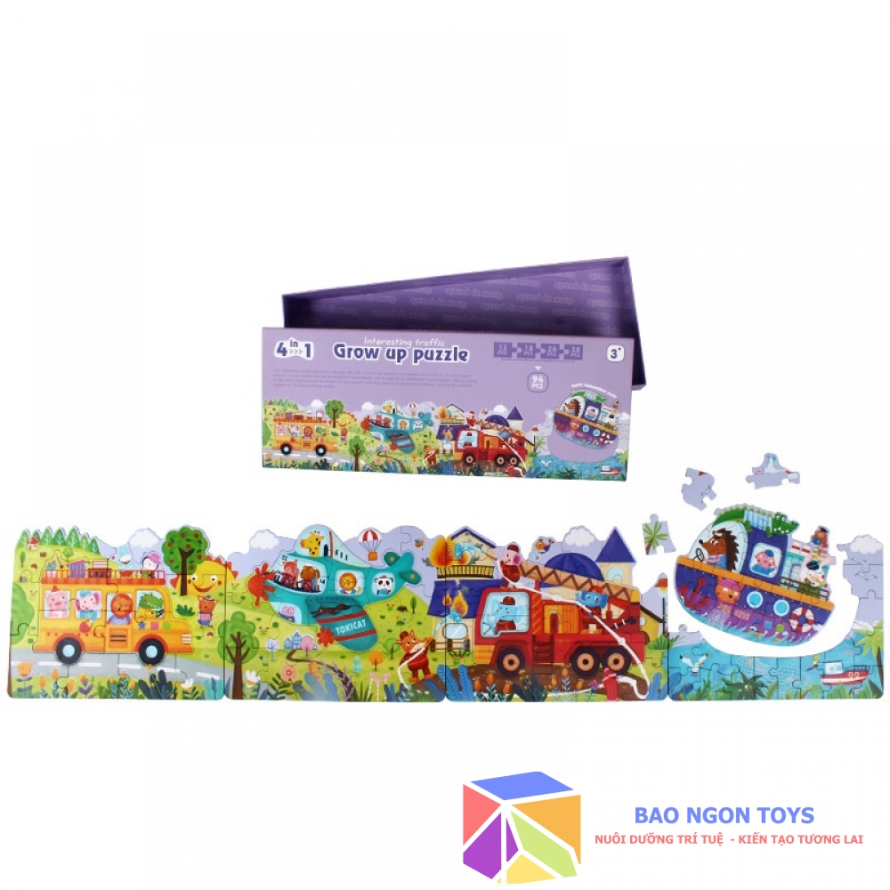 BỘ GHÉP HÌNH PUZZLE 5 IN 1 NHIỀU CHỦ ĐỀ CHO BÉ TỪ 3 ĐẾN 5 TUỔI GIÚP PHÁT TRIỂN TRÍ THÔNG MINH THỊ GIÁC - BAO NGON TOYS - DG110