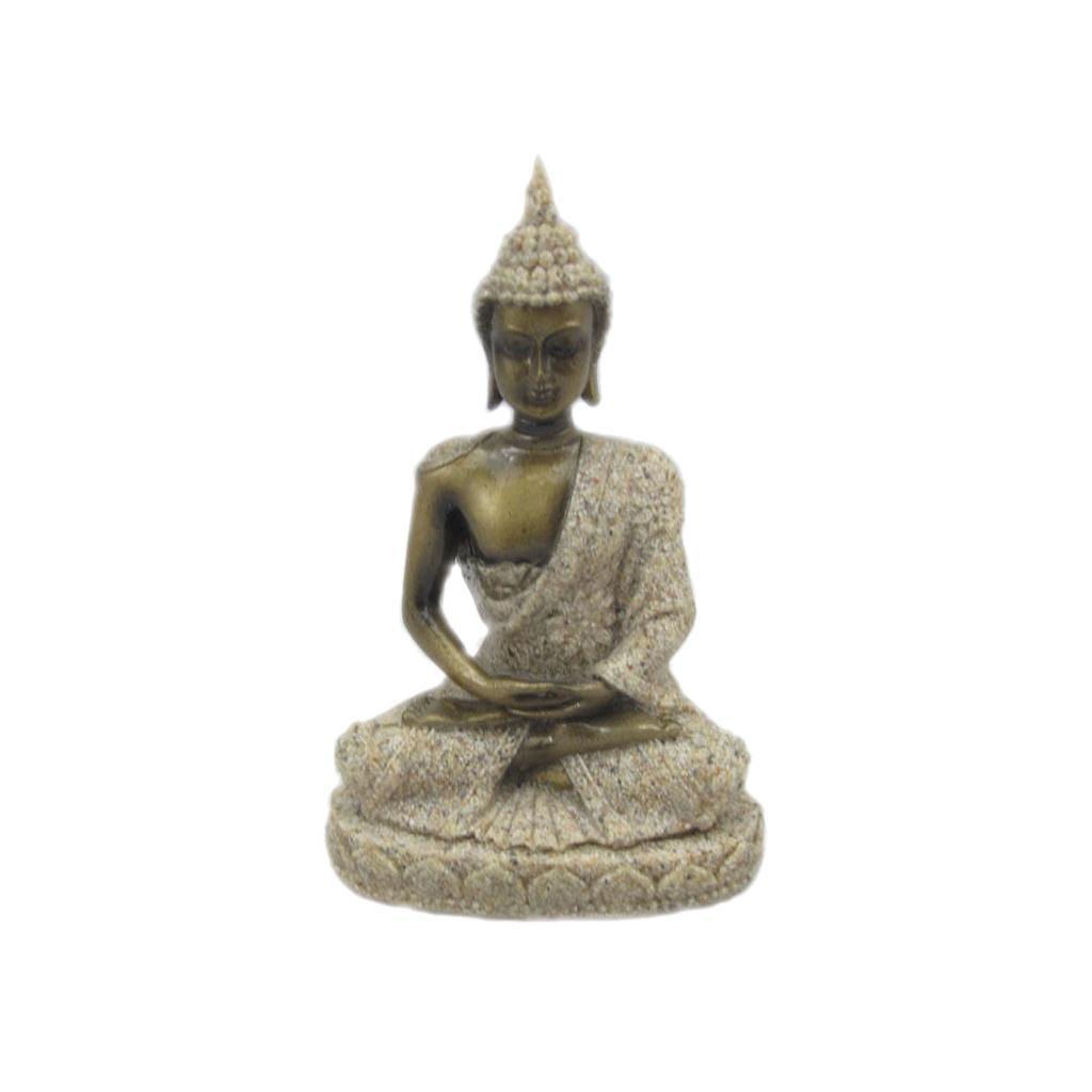 2Pieces Cottage Sandstone Meditation Buddha Statue Marble Sculpture Handmade Decor