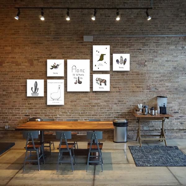 Bộ 7 Tranh Canvas Có Viền Treo Quán Cà Phê Phong Cách Scandinavian Tối Giản W1075