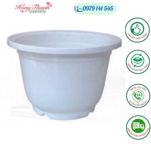 Chậu nhựa trồng cây màu trắng giả sứ , chậu trồng cây chất lượng cao, chậu hoa cây cảnh mini, để bàn, treo ban công, treo tường, Hàng Việt Nam Chất Lượng Cao