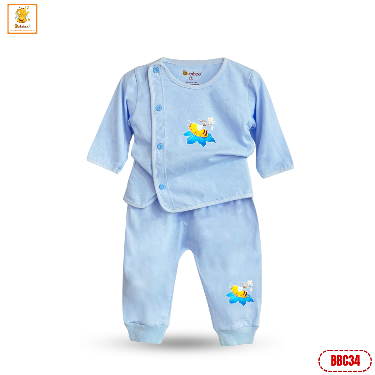 Quần áo sơ sinh bé gái Babiboo bộ dài tay cho bé chất cotton tự nhiên, mềm mại, thấm hút tốt BBC34