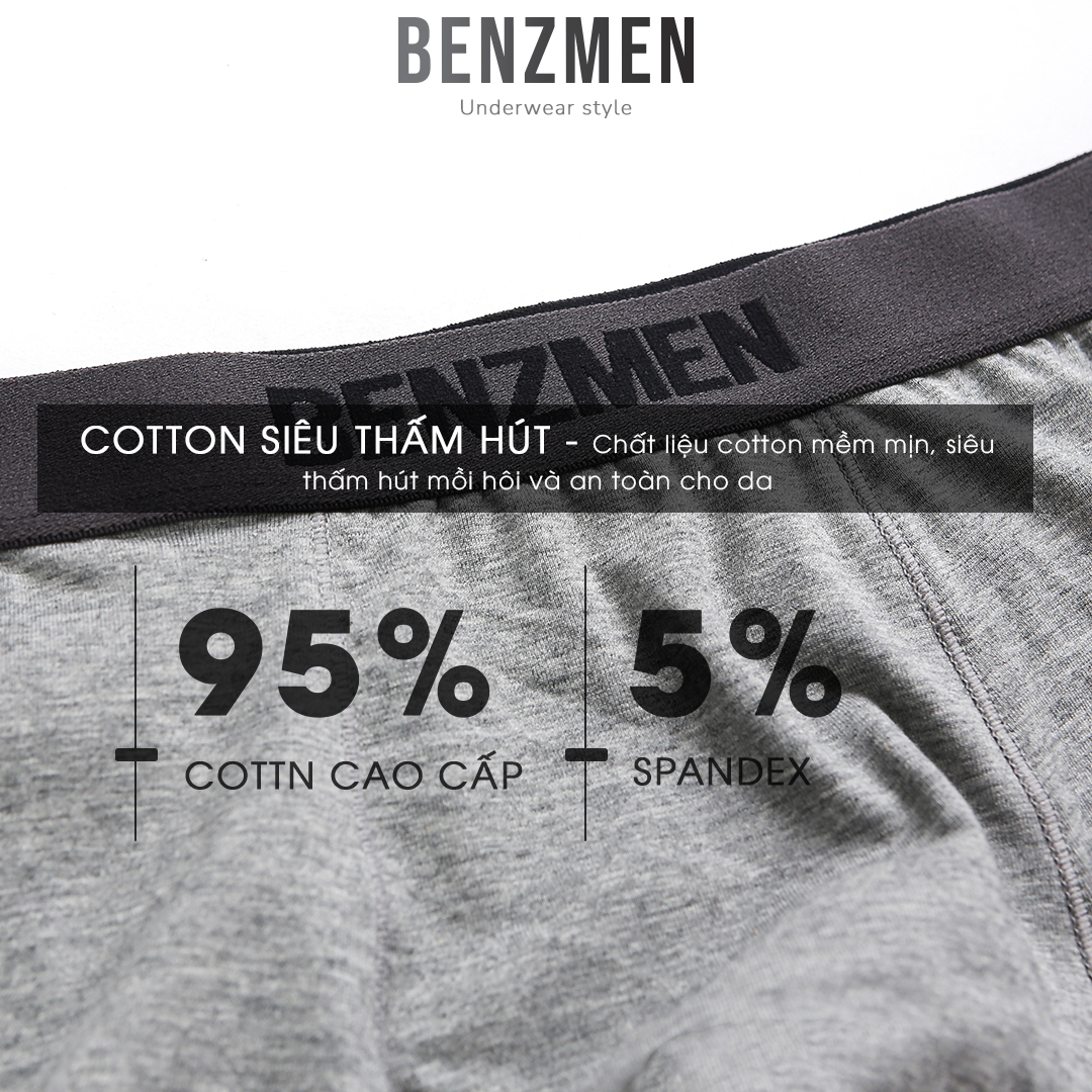 COMBO 5 Quần Sịp Nam Tam Giác Benzmen dáng Briefs, Chất Liệu Cotton Mềm Mại Thấm Hút Mồ Hôi, Thoáng Khí, Kháng Khuẩn - BF03