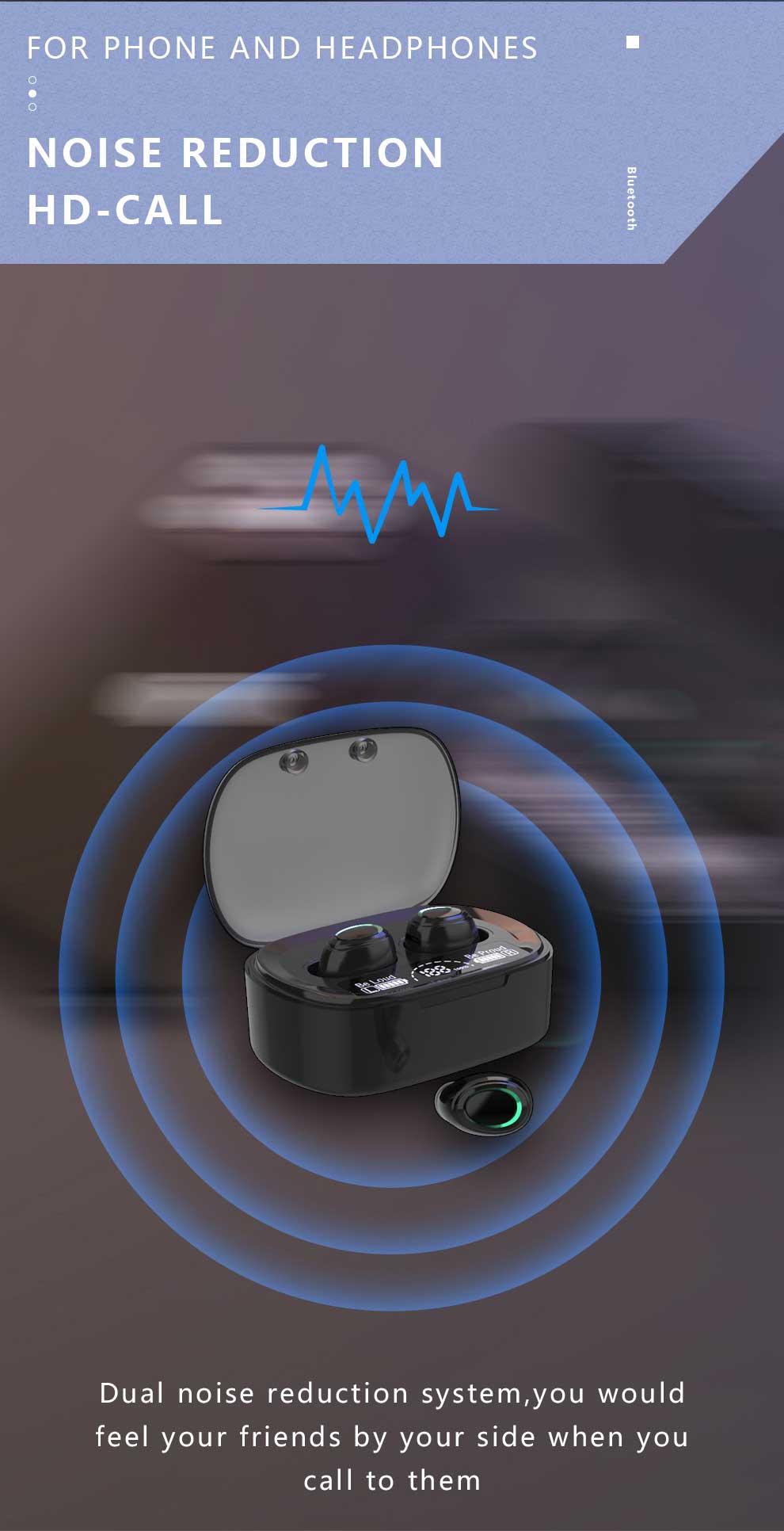 Tai Nghe Không Dây MD06 BT5.1 Chống Sốc Giảm Tiếng Ồn Màn Hình Kỹ Thuật Số Chống Nước IPX3