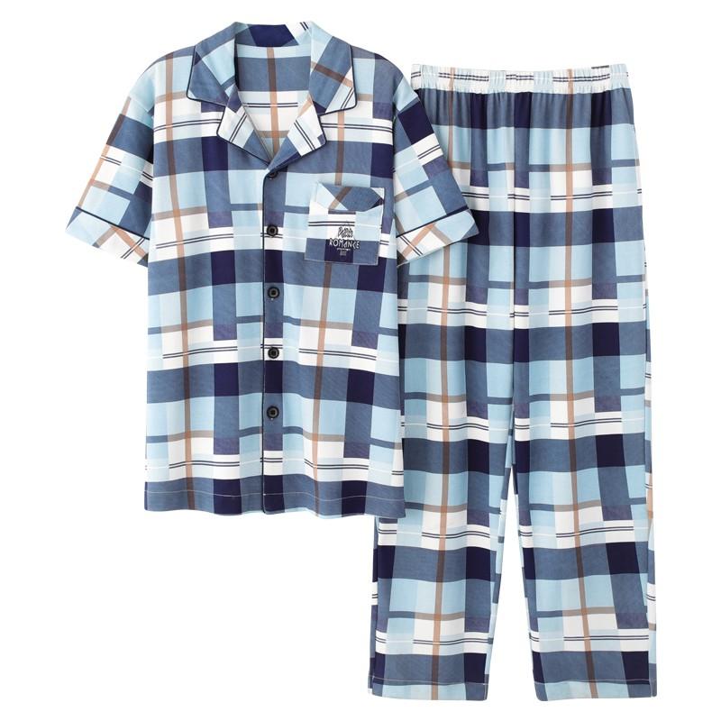 Đồ bộ Pijama cộc tay họa tiết sọc Caro style Hàn Quốc-Đồ bộ nam vải COTTON 100% dày dặn & thông thoáng