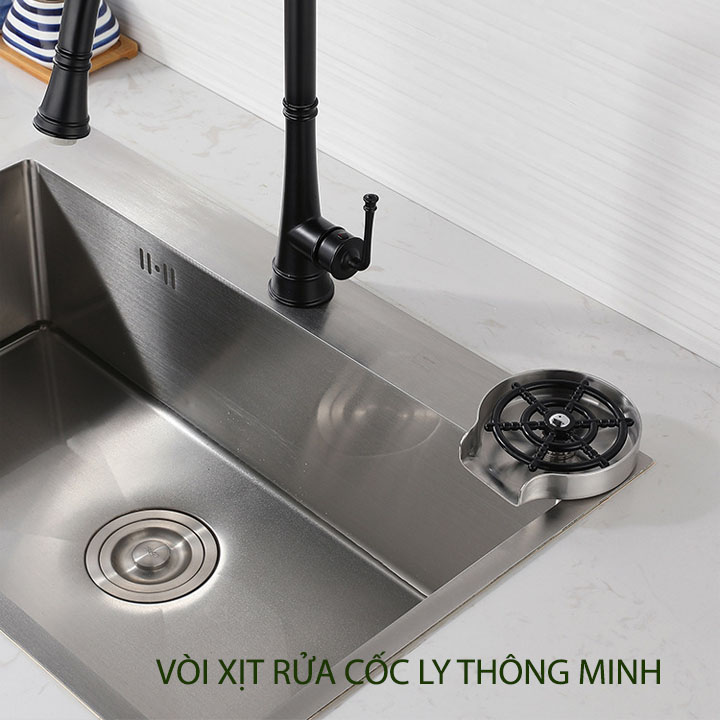 Vòi rửa cốc ly thông minh, khay bằng inox 304, đỡ ly bằng inox đệm cao su hoặc nhựa tùy chọn