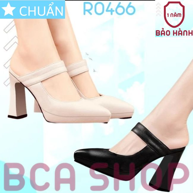 Giày cao gót nữ 8p RO466 ROSATA tại BCASHOP bít mũi, hở gót, gót trụ cùng màu thân - màu trắng kem