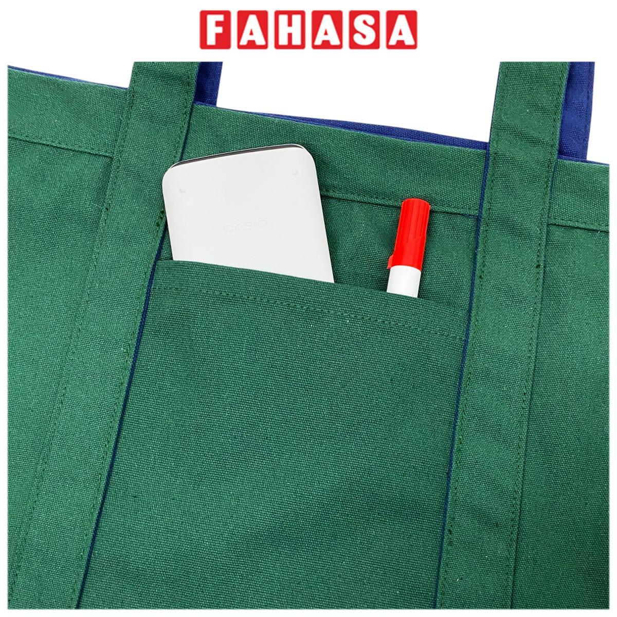 Túi Vải Tote 2 In 1 Phối 2 Màu - Saigon ZeroWaste - Màu Xanh Lá + Xanh Dương