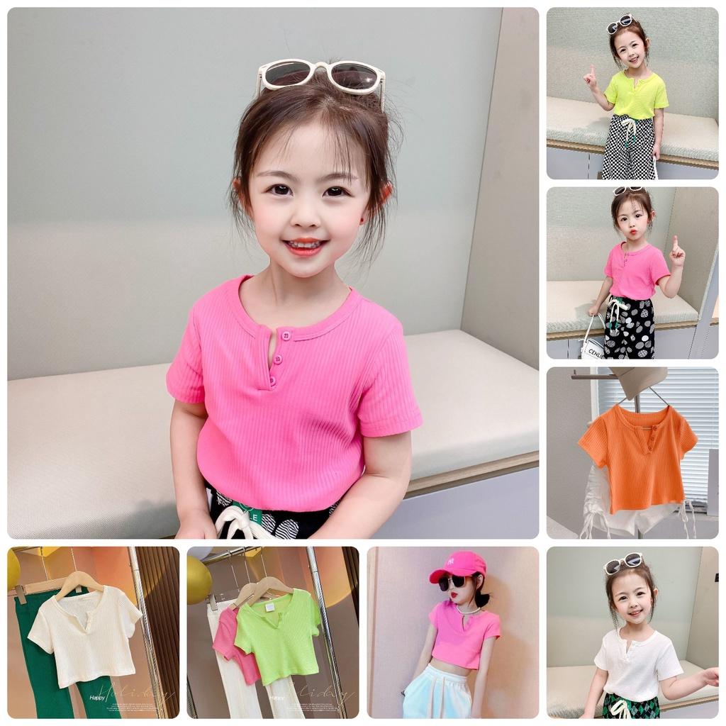 ATG27 Size100-140 (12-30kg) Áo croptop bé gái, phong cách Hàn Quốc Thời trang trẻ Em hàng quảng châu