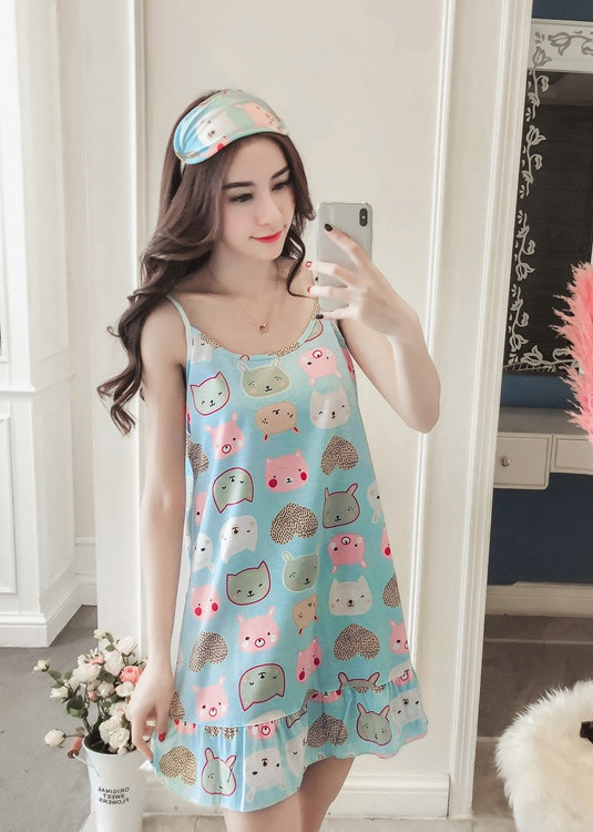 Đầm nữ mặc nhà 2 dây, đầm ngủ chất mềm Haint Boutique Vn28