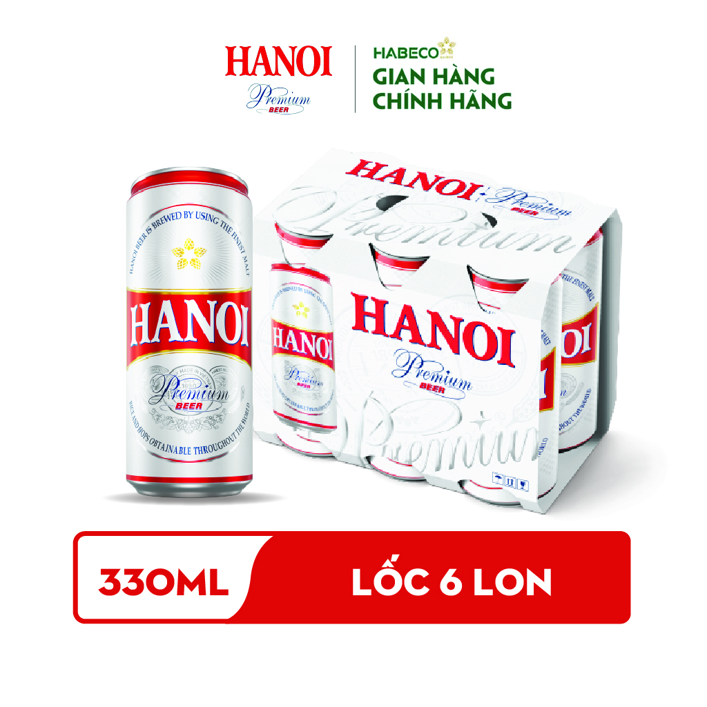 Lốc 6 lon Bia Hanoi Premium (330ml/lon)