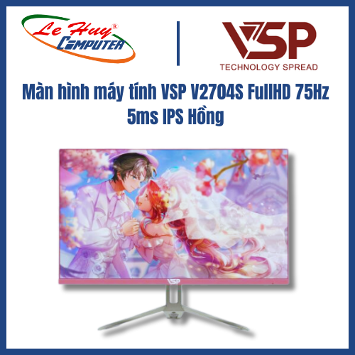 Màn Hình Máy Tính Mỏng Tràn Viền VSP V2704S (Hồng/Trắng) - Hàng Chính Hãng